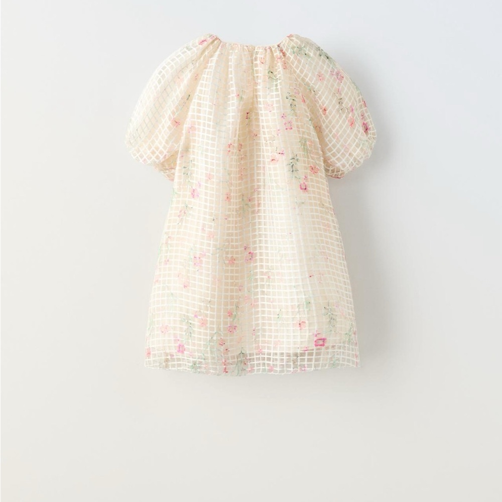 NWOT Zara Checkered Floral Organza Dress. Sizes 18-24 Months & 4 Years Available